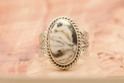 Genuine White Buffalo Turquoise Sterling Silver Navajo Ring